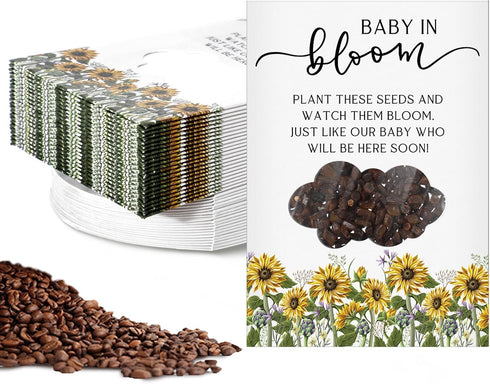 Fumete 50 Pcs Baby Shower Party Favor Baby Shower Seed Packet Baby in Bloom Kraft Bags with Window Seed Envelopes Resealable Seed Organizer Storag...