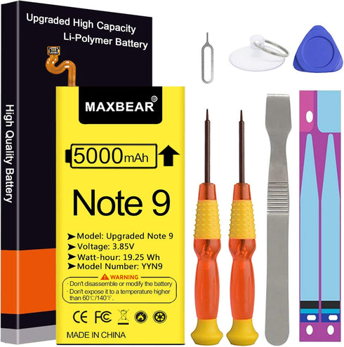 Galaxy Note 9 Battery, (Upgraded) MAXBEAR 5000mAh 3.85V Li-Polymer Replacement Battery EB-BN965ABU for Samsung Galaxy Note 9 N9600 SM-N9600 N960U ...
