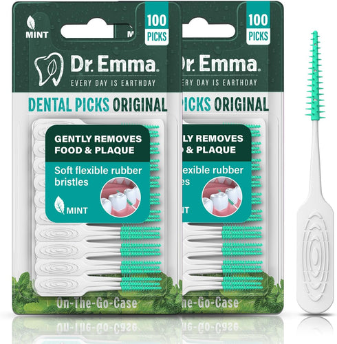 Original Dental Picks Mint Soft Rubberized Tooth Picks Easy to Use Brush Picks 100Ct/Pack, 2 Packs (200Ct)...