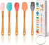 KSENDALO Small Spatulas for Kitchen Use,Silicone Mini Spatula Small Rubber Scraper Heat Resistant Tiny Spatula for Baking Cookie with Bamboo Handl...