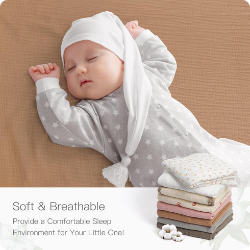 52x28 Inches Muslin Crib Sheets Fitted Crib Mattress Sheet for Baby Girls & Boys, 100% Cotton, Soft Boho Neutral Toddler Bedding Bed Sheets Fits W...