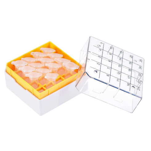 uxcell Centrifuge Tube Freezer Storage Box 25 Places Waterproof Polypropylene Cryogenic Holder Rack for 1.8/2ml Microcentrifuge Tubes Vials Sample...
