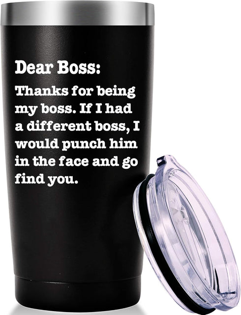 AMZUShome Thanks For Being My Boss Travel Mug Tumbler.Boss Day Gifts Office Gifts.Moving Appreciation Retirement Birthday Christmas Gifts For Men ...