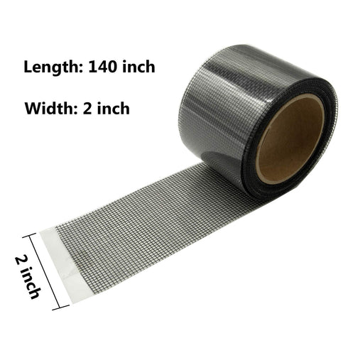 2"x140" Screen Repair Kit, Door Window Screen Repair Tape Fiberglass Covering Mesh, 3-Layer Strong Adhesive and Waterproof Repair Holes Tears, Bla...