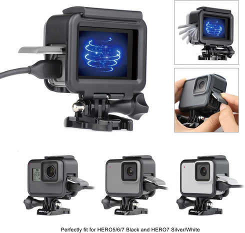 Frame Mount Housing Case for GoPro Hero 7 6 5 Black, Hero 7 Silver, Hero 7 White, Hero (2018) Cameras - Includes Quick Release Buckle and Tripod A...