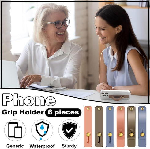 Weewooday 6 Pieces Phone Grip Holder Cell Phone Grip Strap Telescopic Finger Strap Stand Universal Finger Kickstand for Most Smartphones(Blue, Pin...
