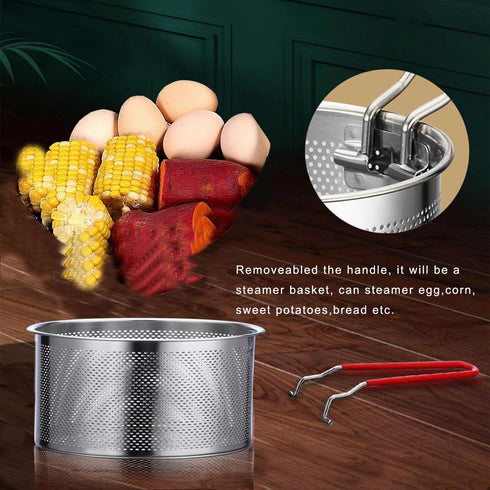 Tenta Kitchen Pasta Strainer Boiling Blanching Basket Vegetable Steamer Basket Stainless Steel Fryer Basket with Removable handle Insert for Veggi...