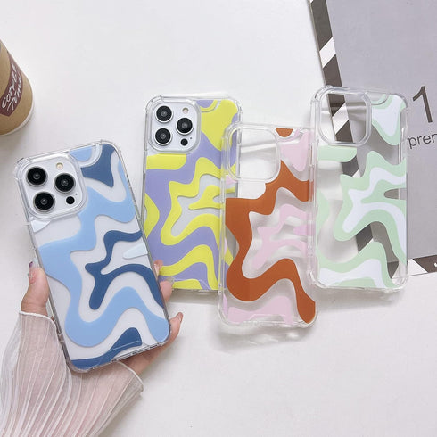 Ginkgonut Compatible with iPhone 13 Pro Case, Fashion Simple Cute Wavy Pattern Case for Women Girls Soft TPU+Hard PC Protection Case for iPhone 13...