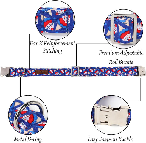 Lionet Paws Design Dogs Collar Cute Flower 4th of July Dog Collars for Girl Female Medium Large Dogs with Sundae L...