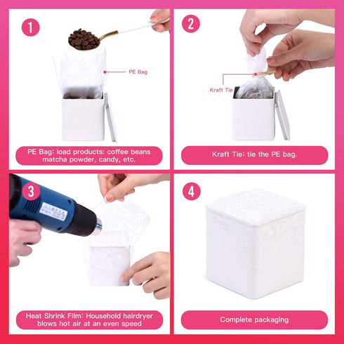 Tianhui Square Tin Can Empty Cube Steel Box Storage Container kit 65mm Series for Treats, Gifts, Favors, Loose Tea, Coffee and Crafts, Rose Gold, ...