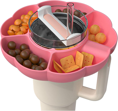 Snack Bowl for Stanley 40 oz Tumbler with Handle,Reusable Divided Tray Platter Food Storage Containers,Snack Ring for Stanley Cup Accessories,Snac...