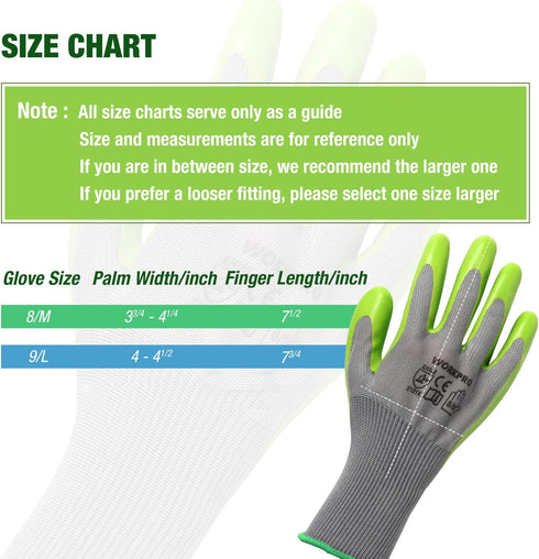 WORKPRO 6 Pairs Garden Gloves, Work Glove with Eco Latex Palm Coated, Working Gloves for Weeding, Digging, Raking and Pruning(M)...