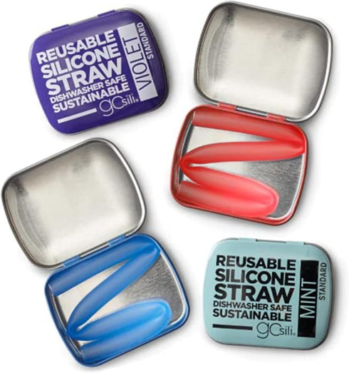 GoSili Reusable Silicone Straws, Reusable Silicone Travel Straw with Case, Flexible, Collapsible Straws for Tumblers Dishwasher Safe, No-brush Nee...