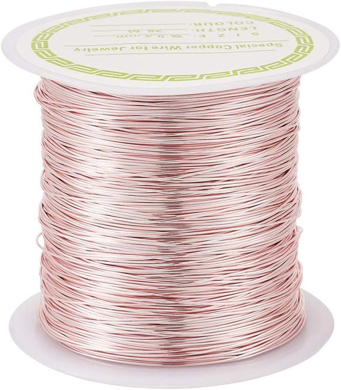 Pandahall 125 Feet Tarnish Resistant Copper Wire 26 Gauge Jewelry Beading Craft Wire for Jewelry Making (Rose Gold)...