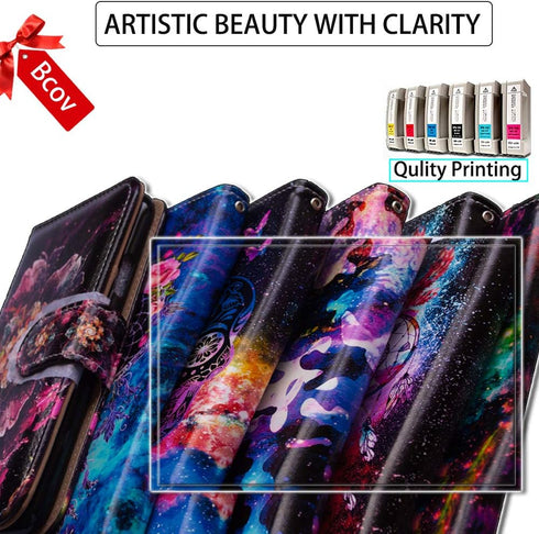 Bcov Galaxy S20 Case,Colorful Peacock Mandala Flowers Leather Flip Phone Case Wallet Cover with Card Slot Holder Kickstand for Samsung Galaxy S20...