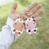 2 Pack Cute Cow Airtag Leather Keychain Holder Case, Kawaii Cow Key Ring Cover for Apple Airtag for Women Girls...