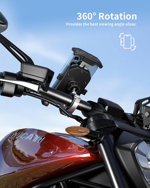 Kewig Motorcycle Phone Mount, Bike Phone Mount with Quick Install Handlebar Clamp, Scooter ATV Motorcycle Cell Phone Holder Cradle with Aluminum A...