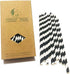 Black Striped Paper Straws, Colorful Stripes Paper Drinking Straws 100 Pack (Black Stripes), Durable & Biodegradable Drinking Straws...