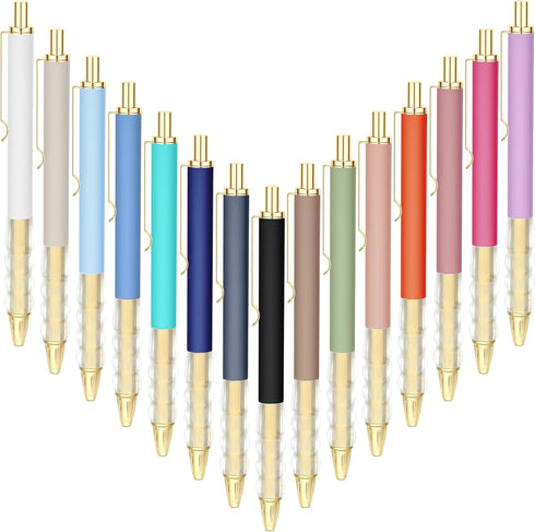 Aozora Ballpoint Pens Black Ink Medium Point with Super Soft Grip Retractable Ball Point Pen 1.0mm Office Decor School Supplies (15pcs-GOLD)...