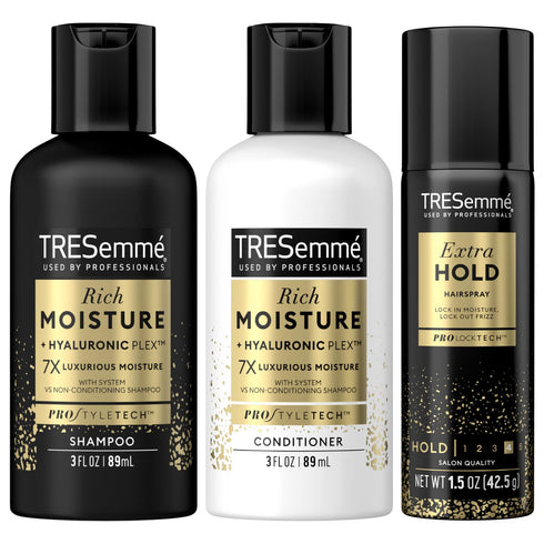 TRESemme Hair Care Travel Set – Rich Moisture Shampoo & Conditioner + Extra Hold Hairspray (3 Piece Set)...