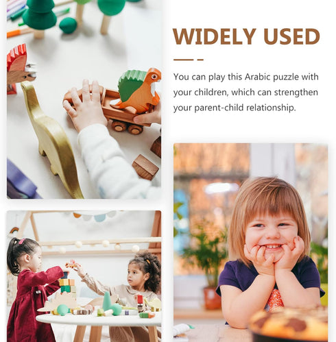 1 Set Wooden Arabic Alphabet Puzzle Childrens Montessori Preschool Education Hand Grip Puzzle Game for Kids Wooden Toys Educational Arabic Learnin...
