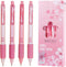 Retractable Ballpoint pens, Fine Point(0.5mm), Black Ink, 4-Count Pack, Cute Sekura pens for School Office Supplies (Pink(4-count))...
