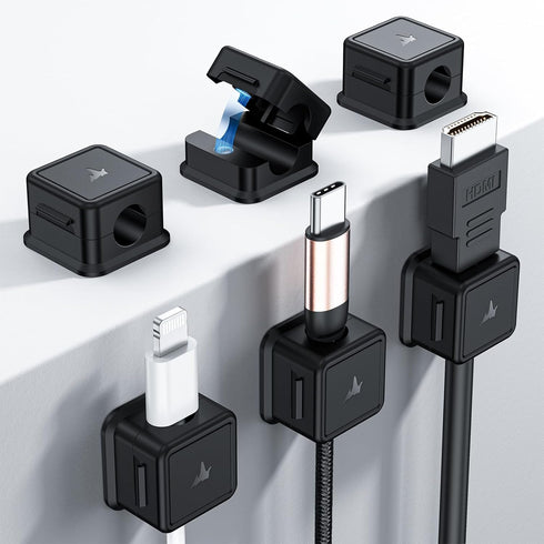 6 Pack Cord Organizer Magnetic Cable Clips Adhesive Cable Management Phone Wire Holder Keeper Organizer for Home Office Desk Car Nightstand, Black...