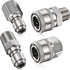2 Sets NPT 3/8 Inch Stainless Steel Male and Female Quick Connector Kit Pressure Washer Adapters(Internal Thread, External Thread)...
