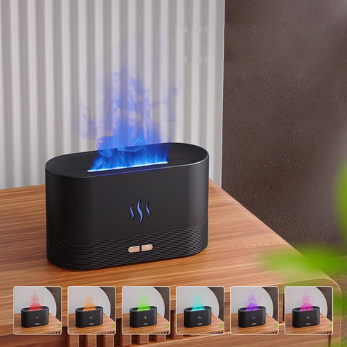 Flame Air Aroma Diffuser Humidifier, 2023 Upgraded Essential Oil Diffuser, Cool Mist Humidifiers with 7 Color Flame, Noiseless with Auto-Off Prote...