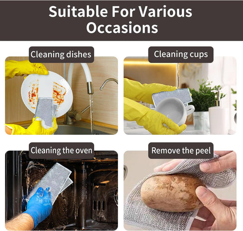 Wire Dishwashing Rags - 20Pcs Non-Scratch Wire Dishcloth, Multipurpose Wire Dishwashing Rags for Wet and Dry, Kitchen Cleaning Cloths for Dishes, ...