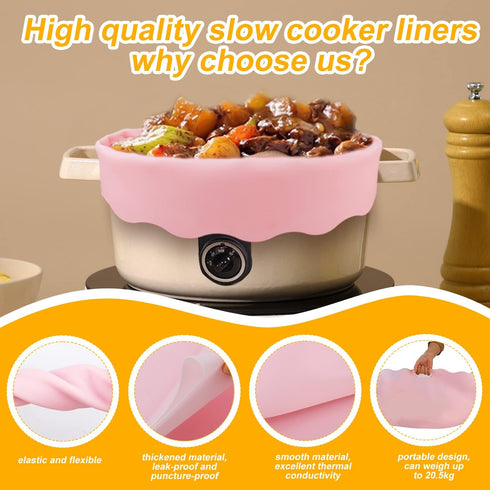 Silicone Slow Cooker Liner 6-8 Quart Compatible with Crockpot, Reusable Heat Resistant 6-8 Quart Slow Cooker Silicone Liner Slow Cooker Liner Bag ...