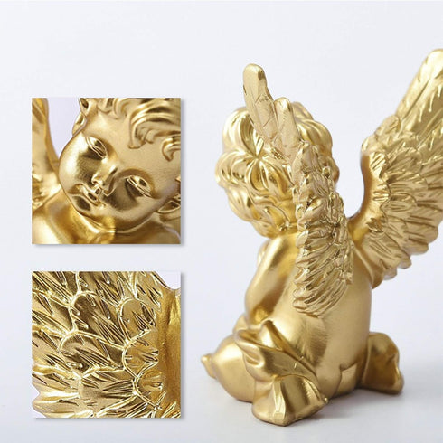 lemonadeus Gold Angels Resin Cherubs Statue Figurine Indoor Outdoor Home Garden Decoration Adorable Angel Sculpture Cute Angel Collection Wings An...