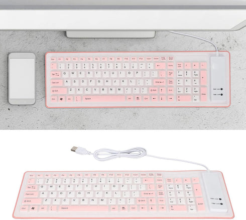 Heayzoki Roll Up Keyboard, Foldable Silicone Keyboard 103 Keys USB Wired Waterproof Mute Keyboard, Fadeless Foldable Keyboard for Pc Laptop Travel...