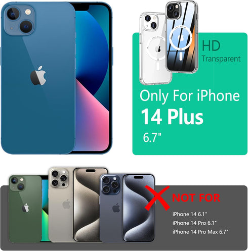ONES for iPhone 14 Plus Case, Hybrid Magnetic Phone Case, Compatible with MagSafe, Military Grade Protection, Shockproof Airbag, Anti-Yellow Silic...