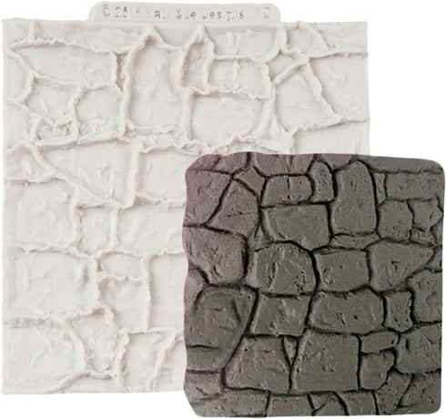 Rock Texture Silicone Lace Mold Brick Wall Texture Fondant Molds Stone Texture Mold for Cake Decoration Cupcake Topper Chocolate Candy Polymer Cla...