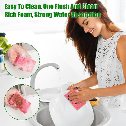 Sponges Kitchen, 12PCS Dish Sponge, Premium Kitchen Sponges, Non-Scratch Scrub Sponges for Washing Dishes, Multipurpose Cellulose Sponges for Clea...