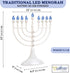 Traditional Hanukkah LED Electric Menorah Powered by Battery or USB Chanukiah - 4' Micro USB Cable Included Electronic Chanukah Candles Minorah Li...