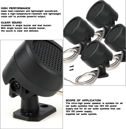 4 Pcs 500W Dome Tweeters Car Speaker, TP-006A High Power Stereo Car Tweeter Mini Dome Tweeter Speakers Surface Mounting on Car Truck and Boat......