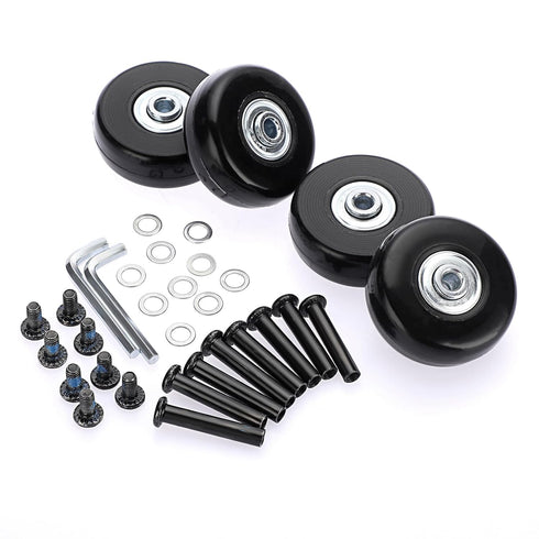OwnMy 45mm x 18mm Luggage Wheels Replacements Set of 4 Mute Suitcase Replacement Wheels with Black Screws Axles Bearings, Rotatable Rubber Luggage...