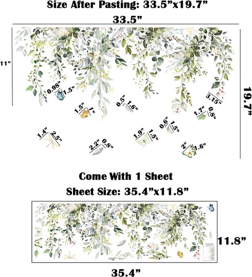 Hanging Vine Foral Window Clings Wall Stickers, PVC Double-Sided Flower Leaf Anti Collision Removable Window Decals, Window Decals for Home Party ...