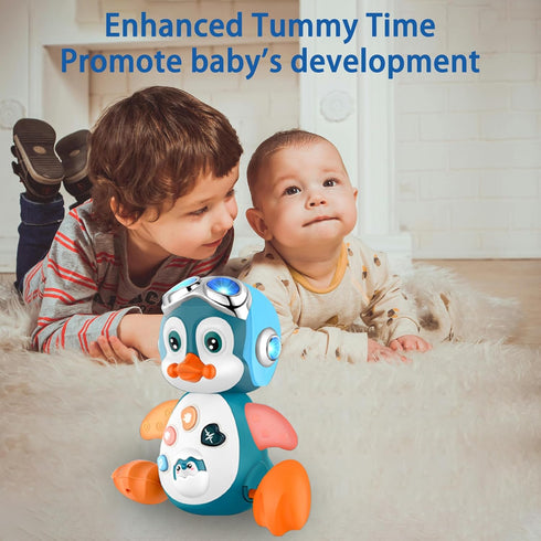 Crawling Penguin Baby Musical Toys, Baby Tummy Time Toys for Infant 0-3 0-6 6-12 12-18 Months Music Learning Crawl Interactive Development Toy wit...