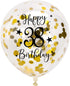 Gold 38th Confetti Latex Balloons, Woman or Man Happy 38 Years Birthday Party Balloon Decoration With Confetti, 12in, 16 Pack...