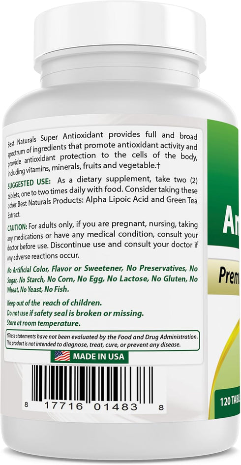 Best Naturals Super Antioxidant Formula 120 Tablets...