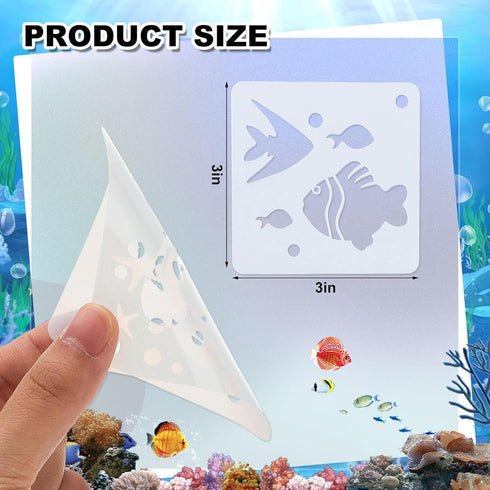 80 Pcs Flower Stencils Farm Stencils Ocean Stencils for Kids Animal Stencil Floral Stencils Plastic Reusable Stencils (Ocean)...