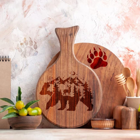 20 Pieces Stencil for Painting, Reusable Bear Mountain Tree Stencils Bear Paw Template Forest Animal Wildlife Wood Burning Stencils for Wood Wall ...