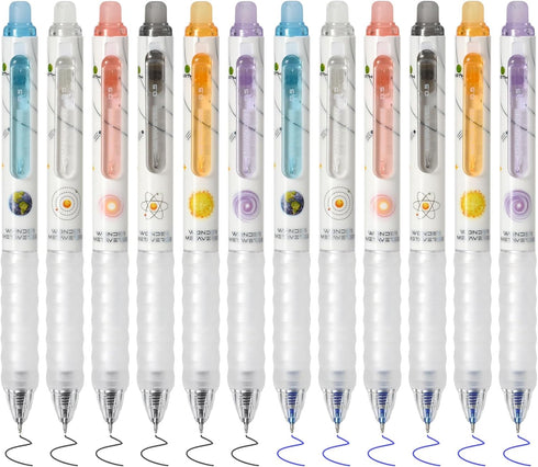 12Pcs Retractable Erasable Gel Pens, Make Mistakes Disappear, Blue & Black Ink Pen for Drawing Writing Planner and Crossword Puzzles, No Smudge on...