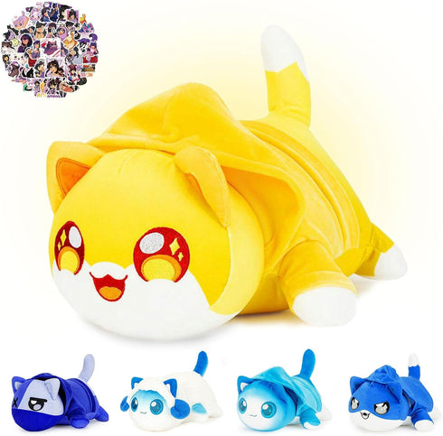 MAI SHU QI WJ® 61-PCS ? 9.8-inches Noi Cat Plush + 60-Sticker - Meemeows Cat Plush Collection - 100% Polyester Plushie Pillow Embroidered - Soft C...