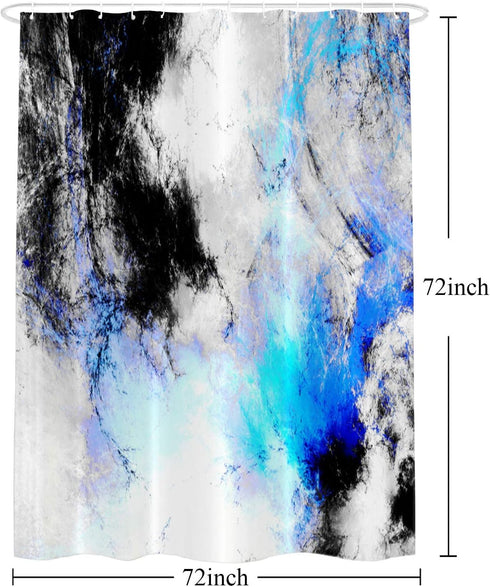 Shrahala Abstract Grey and White Decorative Shower Curtain, Fractal Abstract Blue Black and Grey Designs Shower Curtain for Shower Stall Bathroom ...
