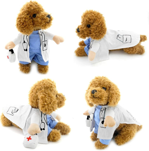 Dog Cat Doctor Costume, Funny Pet Doctor Halloween Costumes for Small Dogs Cats Puppy, Cosplay Party Dog Jeans Clothing Chrismas Clothes Cool Outf...
