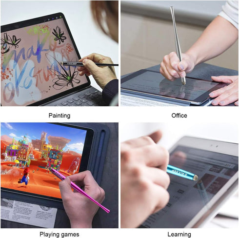 AULEEP Capacitive Stylus Pens for Touch Screen with 4 Pack 6 Nanofiber Tips Compatible for Phones, Tablets, iPads, Kindles (Silver Balck Rose Blue...